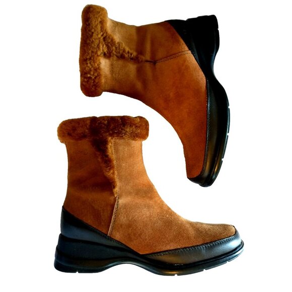 Studio B by Blondo Suede Waterproof Ankle Boots Side Zip Copper Brown - 7.5M - Picture 1 of 8